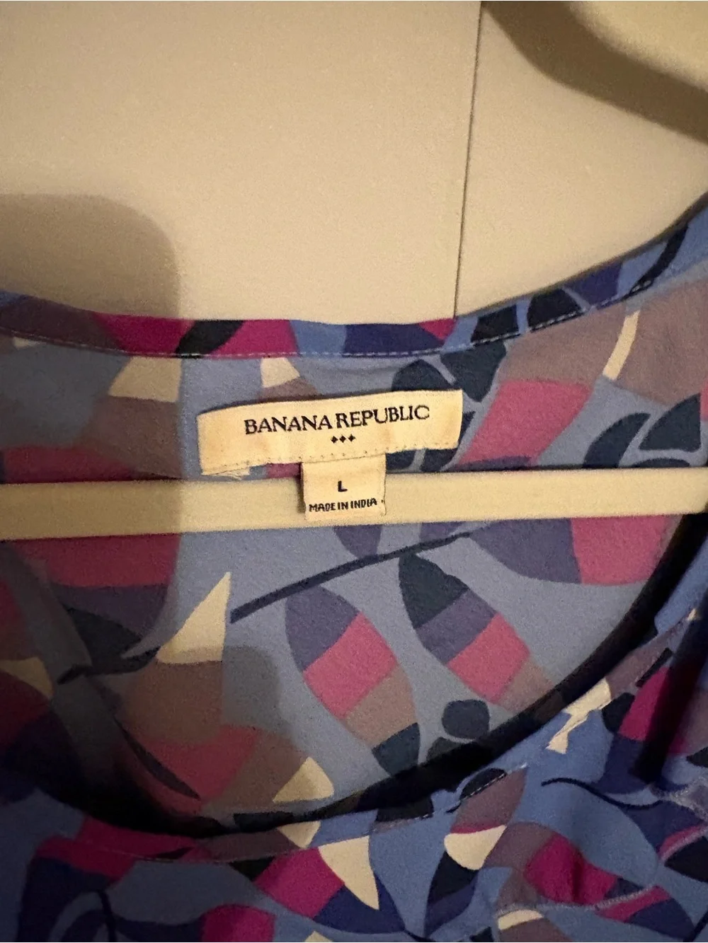 Banana Republic Blue and Pink Abstract Ruffle Shell